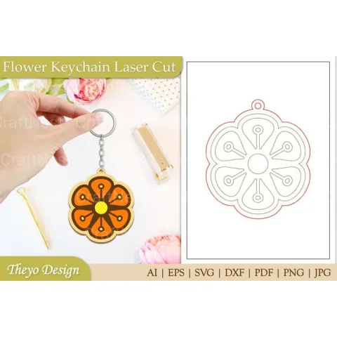 Flower Keychain SVG Bundle