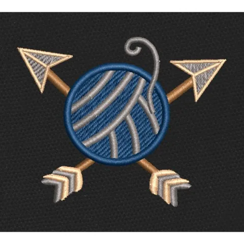 Crossed Arrows Yarn Blue & Silver Embroidery Design