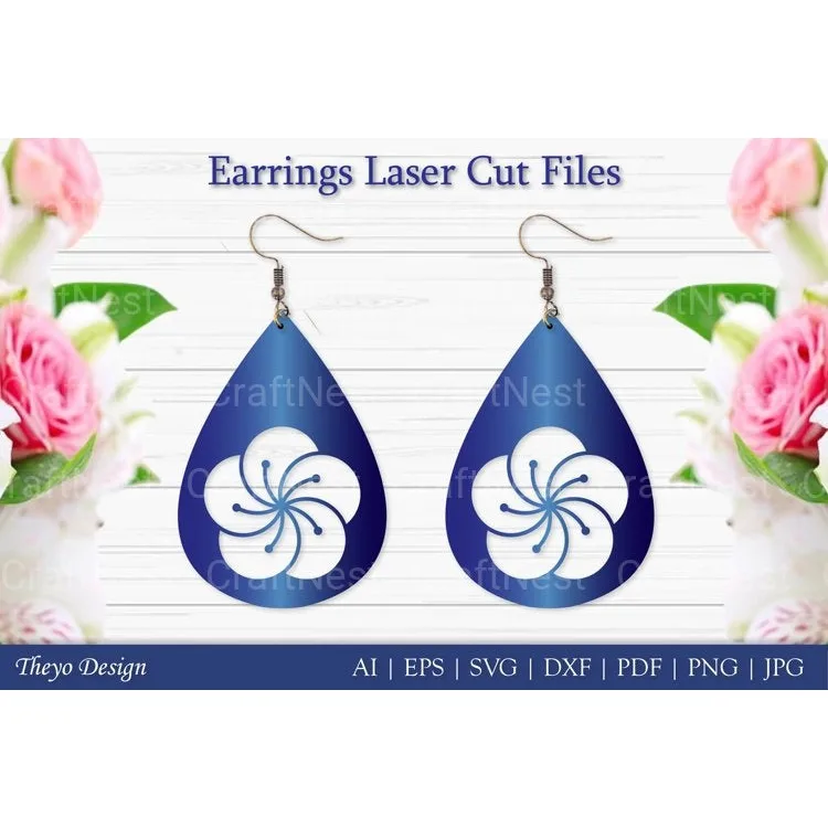 Laser Cut Flower Earrings SVG Bundle