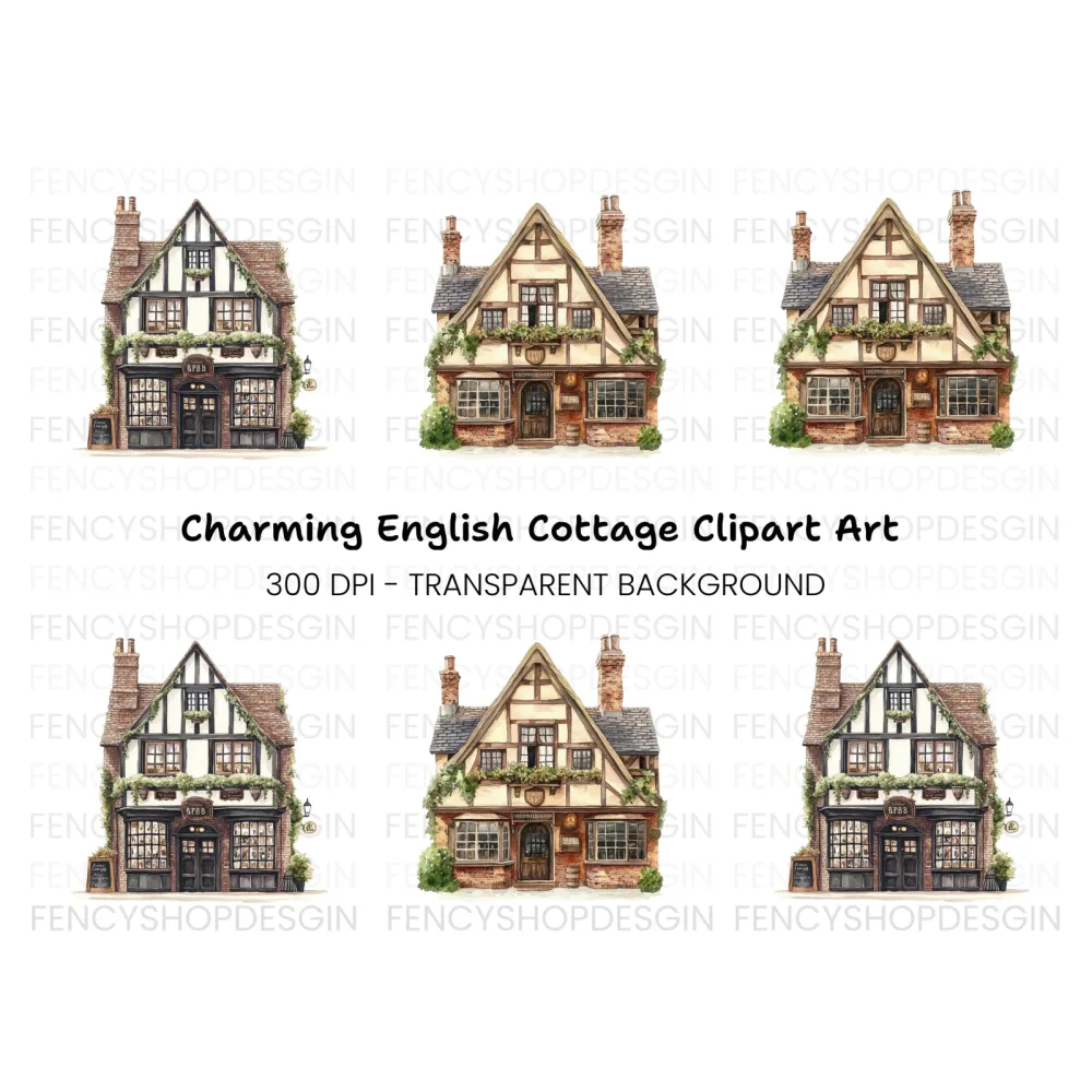 Charming English Cottage Clipart Bundle