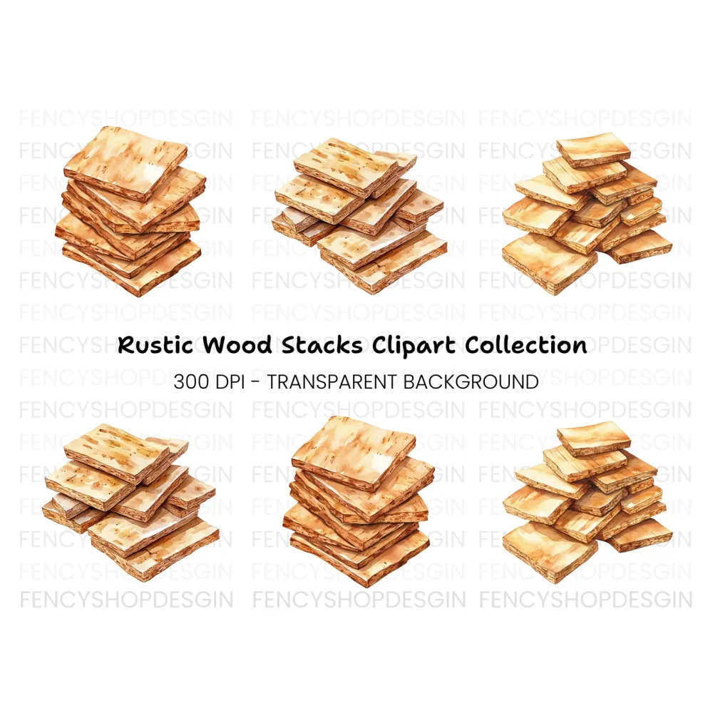Wood Stacks Clipart Bundle