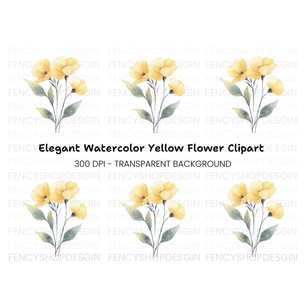 Elegant Yellow Poppies Clipart Bundle