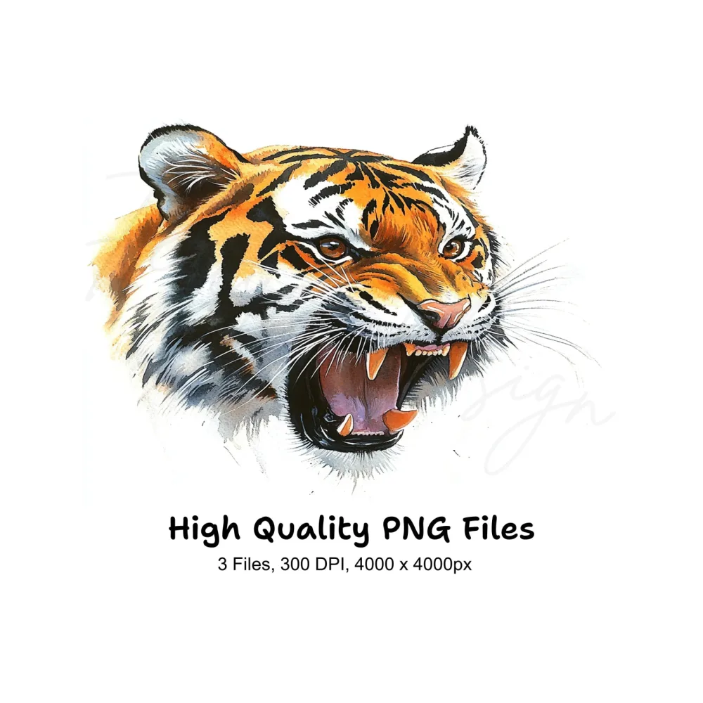 Roaring Tiger Head Clipart Bundle