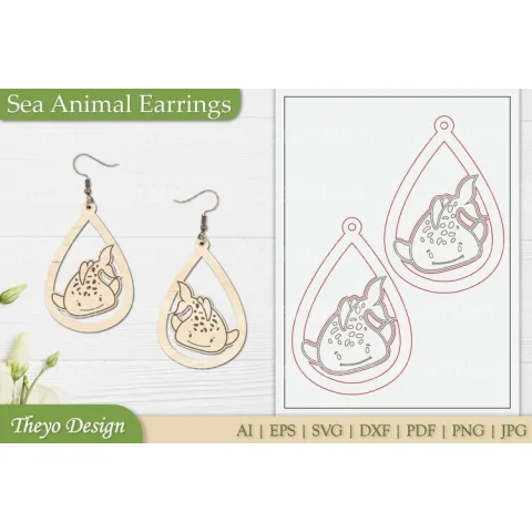 Sea Animal Earrings SVG Bundle