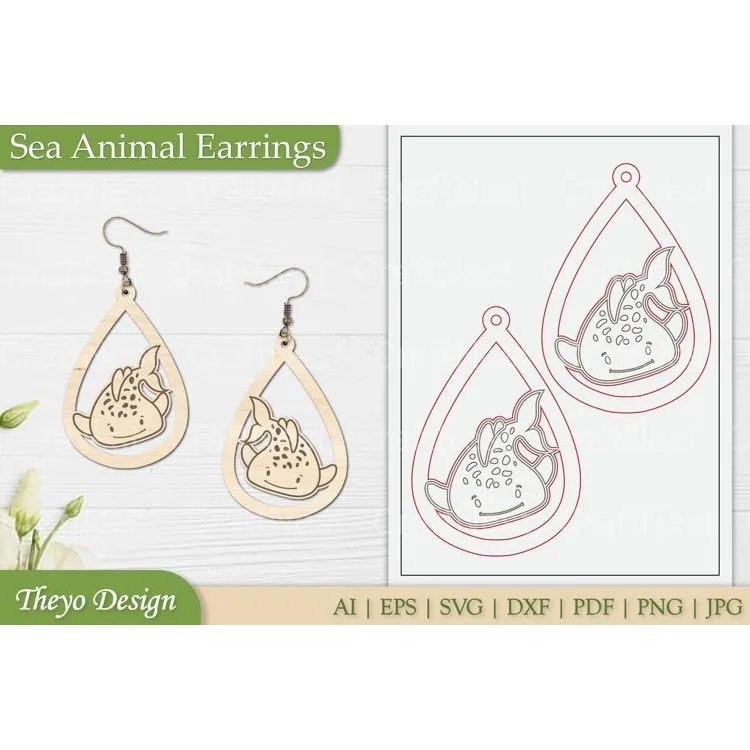 Sea Animal Earrings SVG Bundle