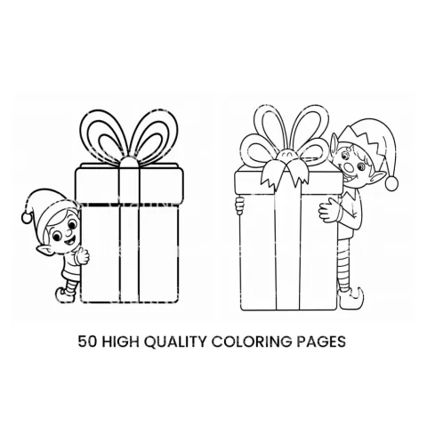 Christmas Elf Gift Exchange Coloring Books