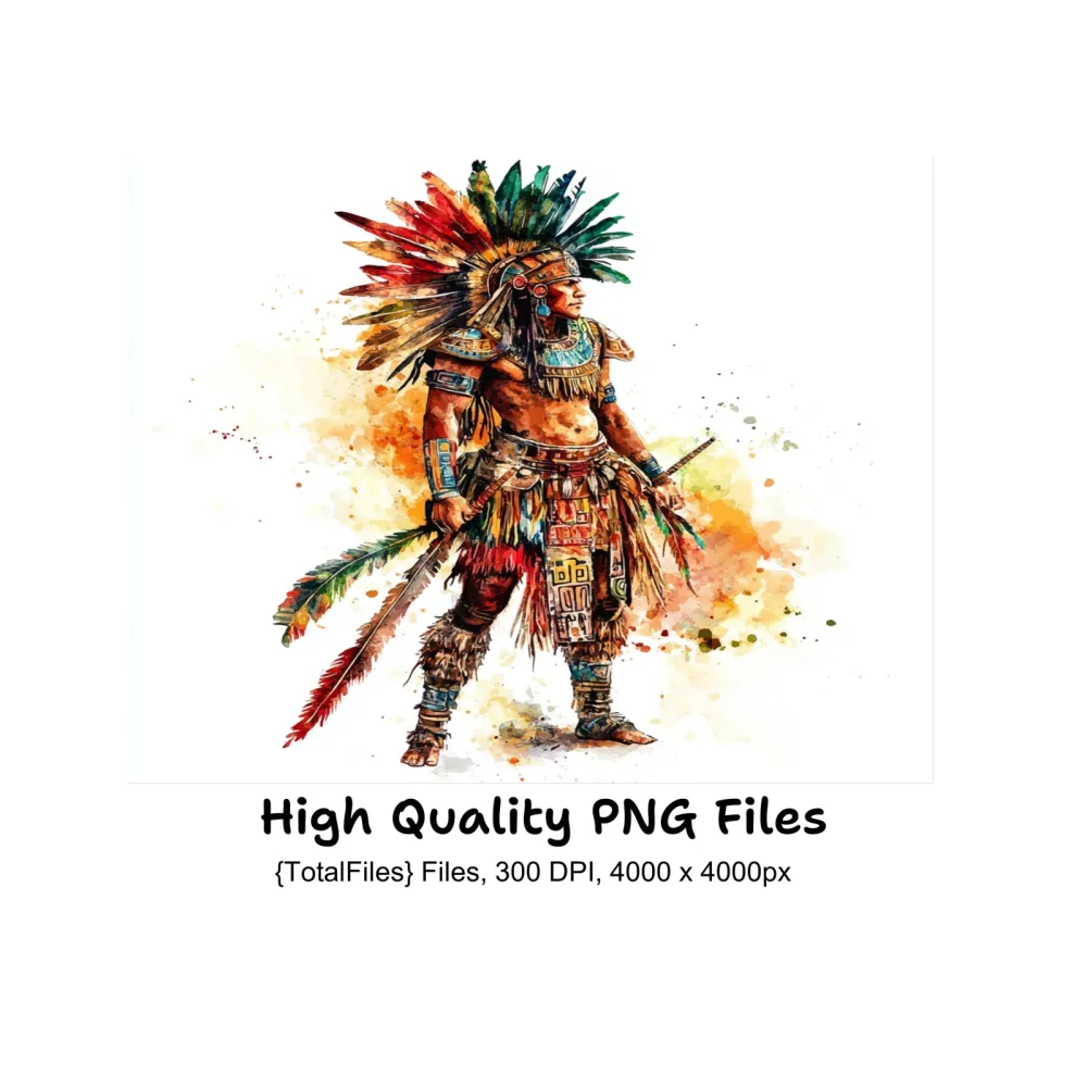 Warrior Feather Headdress Clipart Bundle