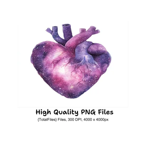 Galaxy Heart Clipart Bundle