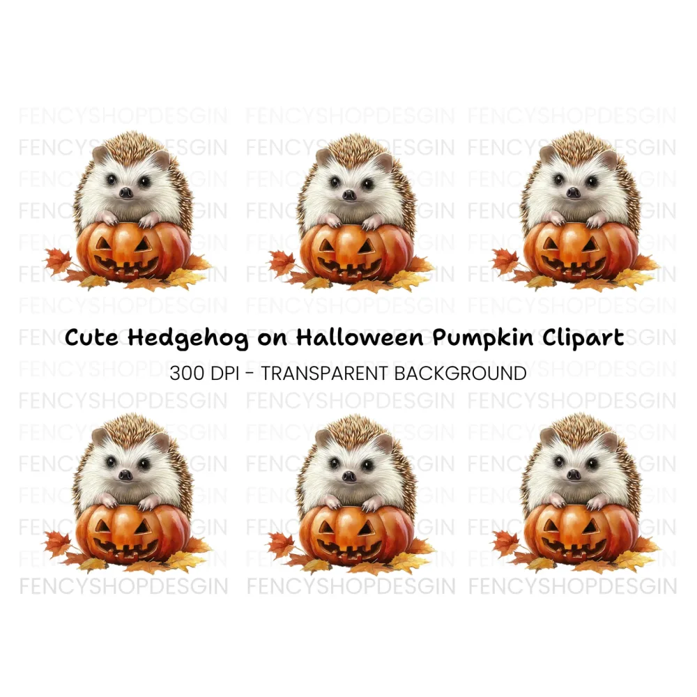 Cute Hedgehog Halloween Pumpkin Clipart Bundle