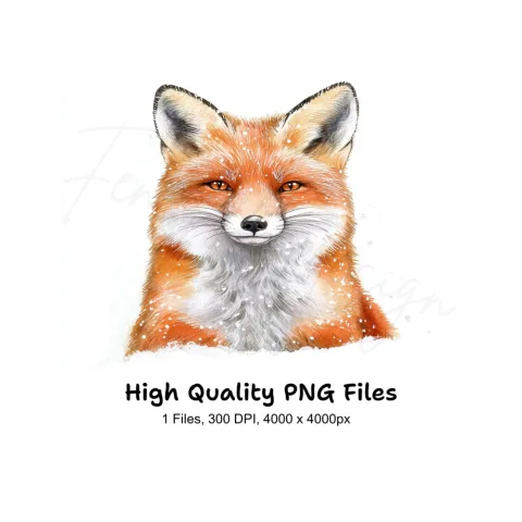 Winter Fox Head Clipart Bundle