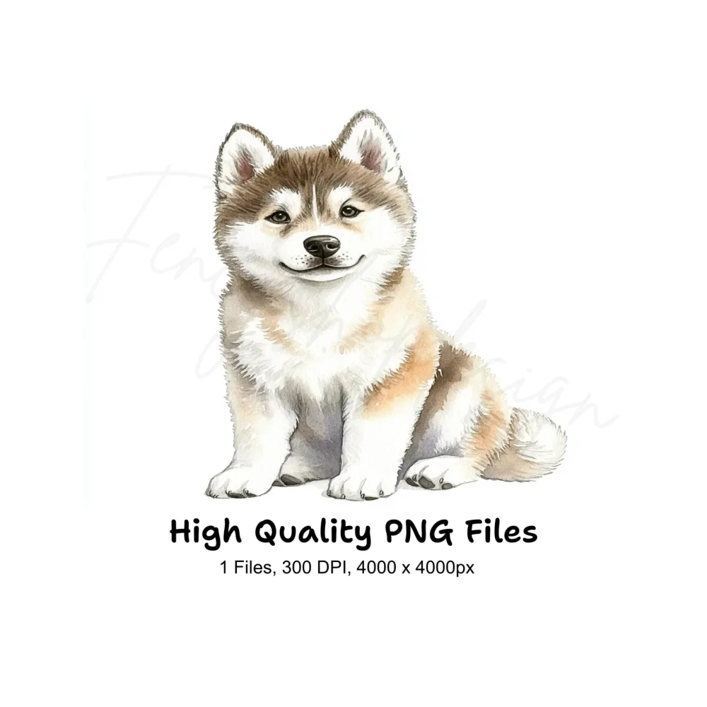 Cute Husky Puppy Clipart Bundle