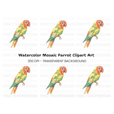 Geometric Parrot Clipart Bundle