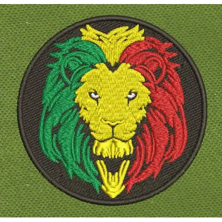 Lion Head With Multi Colour Embroidery Design