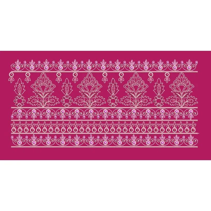 Floral Tree Multi Tier Border Embroidery Design