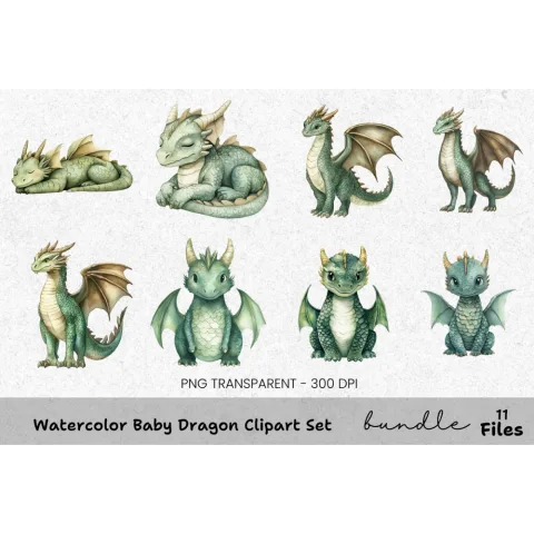 Baby Dragon Clipart Bundle