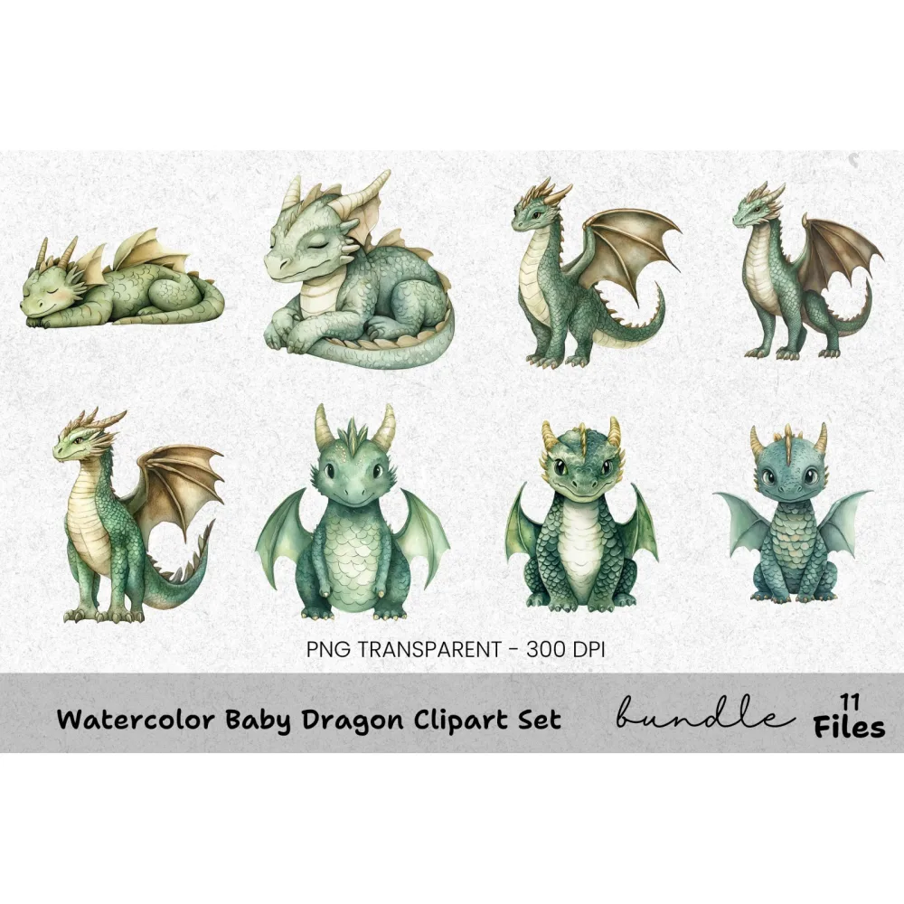 Baby Dragon Clipart Bundle