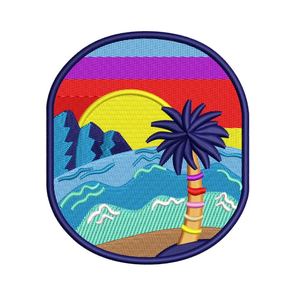 Palm Sunset Embroidery Design