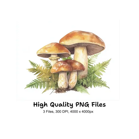 Autumn Forest Mushroom Clipart Bundle
