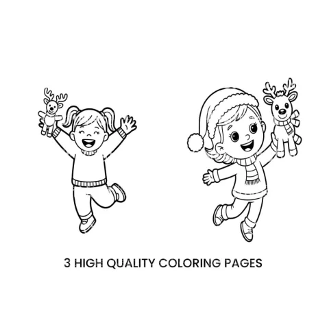 Christmas Girls with Reindeer Coloring Books