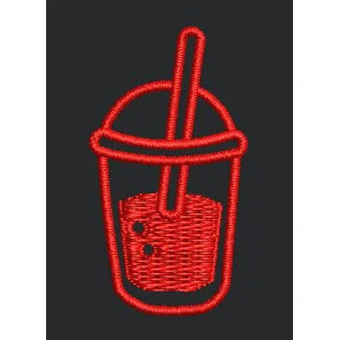 Red Juice Glass Embroidery Design