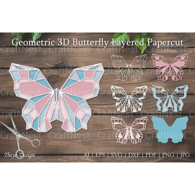 Geometric D Butterfly SVG Bundle