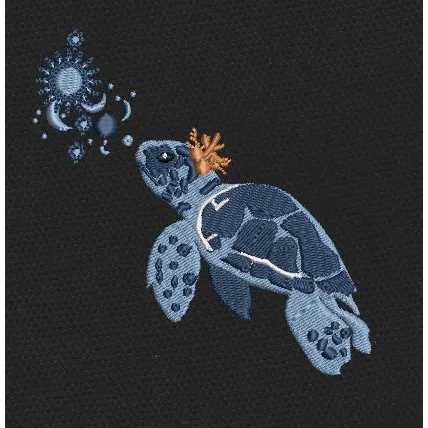 Celestial Sea Turtle Embroidery Design
