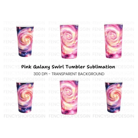 Pink Galaxy Swirl Tumbler Clipart Bundle