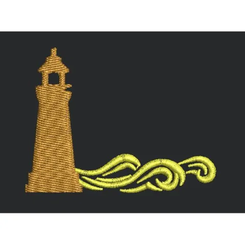 Lighthouse and Waves Embroidery Design