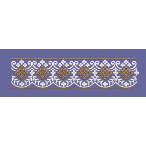 Scalloped Floral Lace Border Embroidery Design