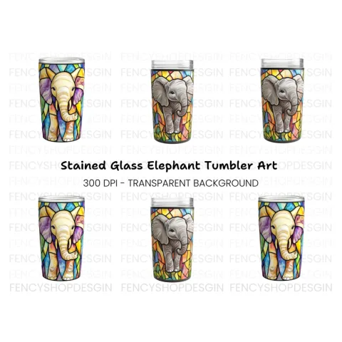 Stained Glass Elephant Clipart Bundle