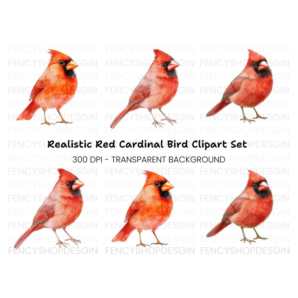 Beautiful Cardinal Bird Clipart Bundle