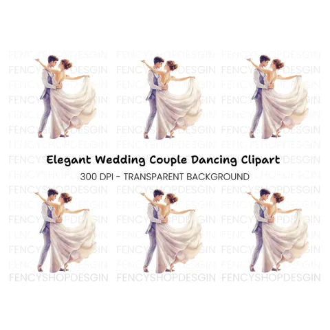 Elegant Dancing Couple Clipart Bundle