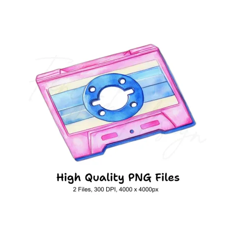 Retro Cassette Tape Clipart Bundle