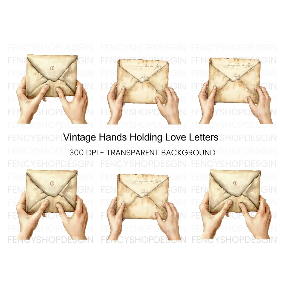 Vintage Letter Hands Clipart Bundle