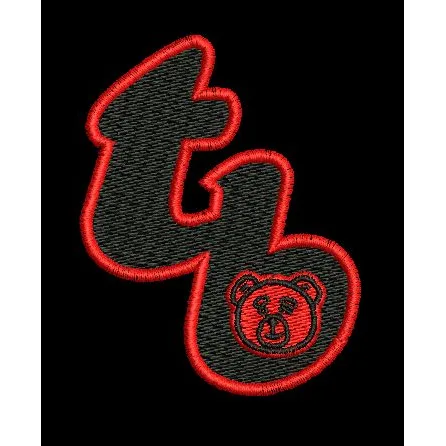 Stylized Monogram with Bear Icon Embroidery Design