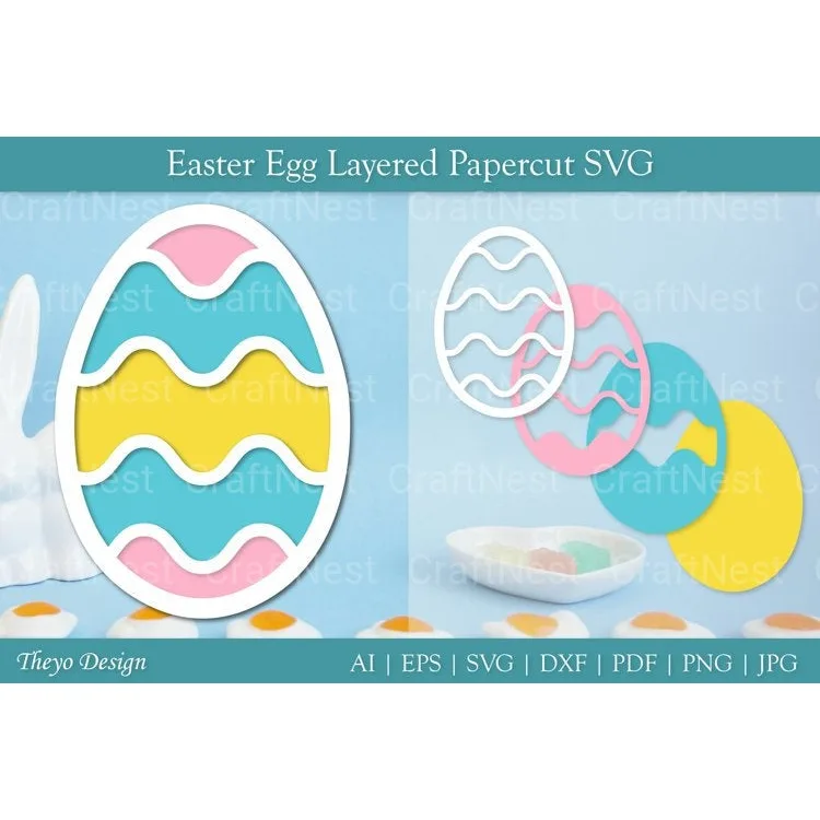 Easter Egg Layered Papercut SVG Bundle