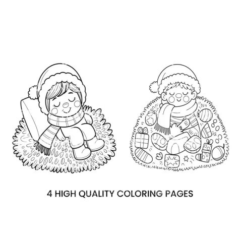 Cute Sleeping Baby Winter Coloring Books
