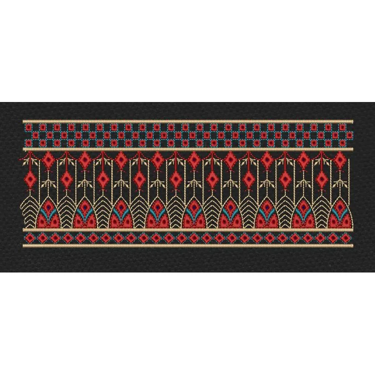 Floral Jacquard Woven Redgolden Flower Embroidery Design