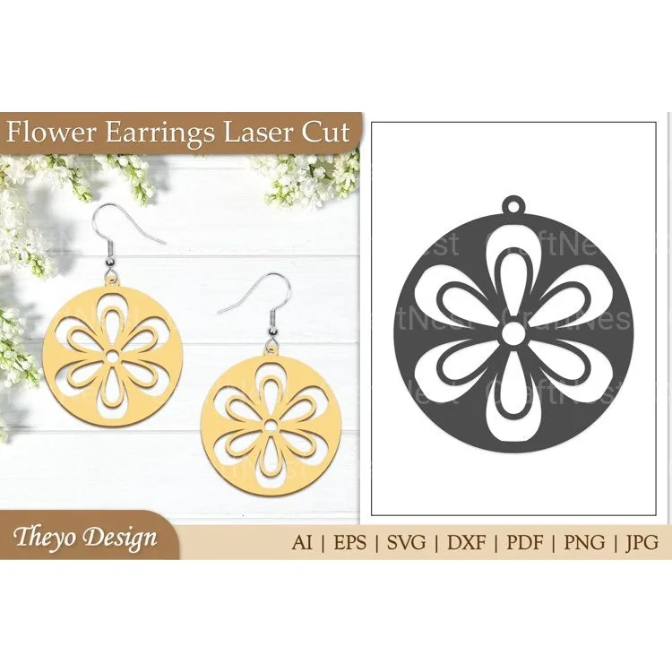 Lasercut Flower Earrings SVG Bundle