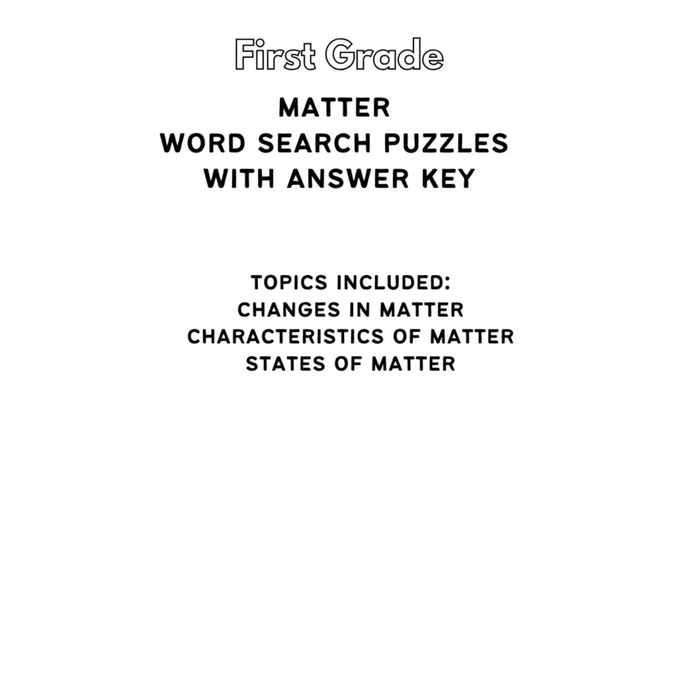 Matter Word Search Worksheets