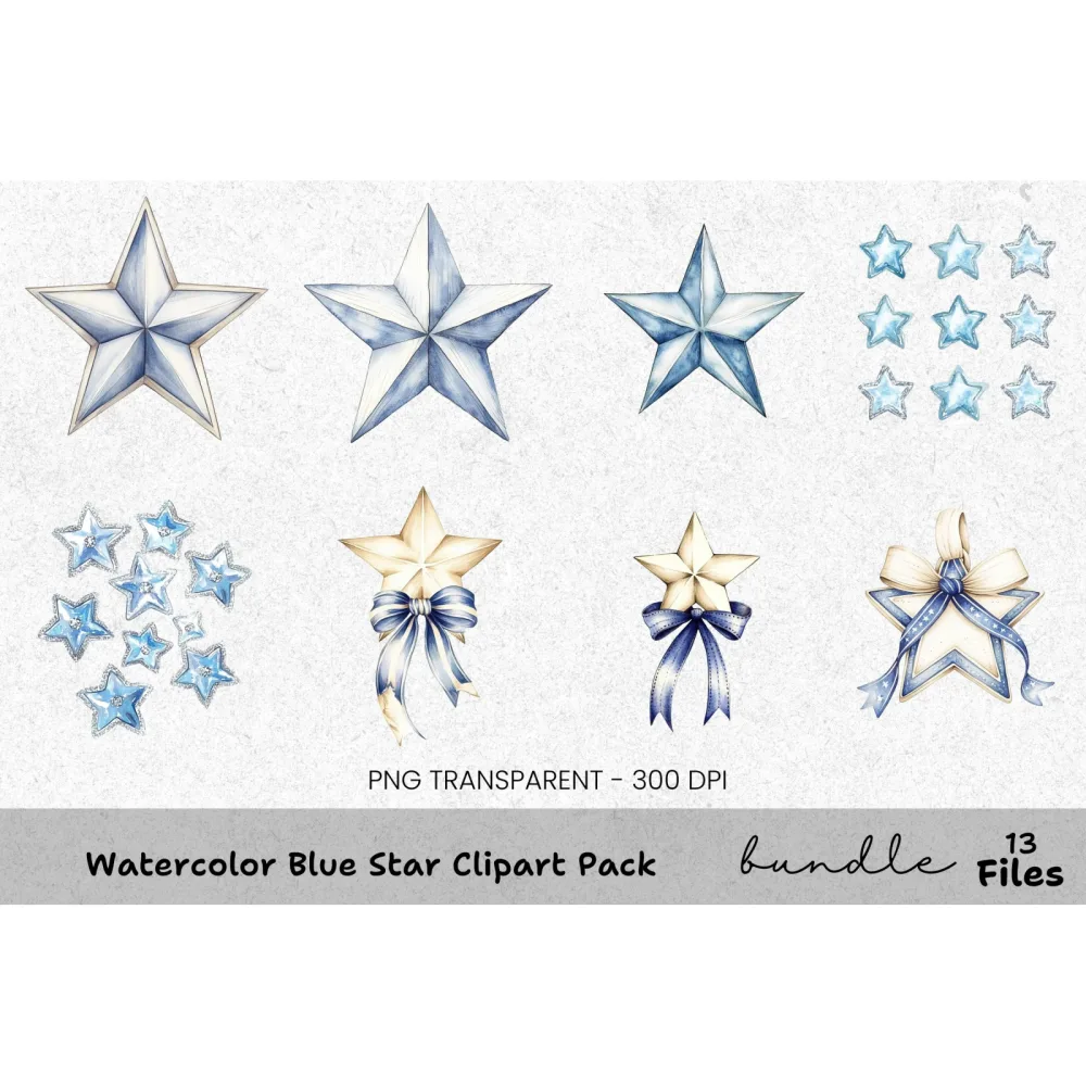 Blue Star Clipart Bundle