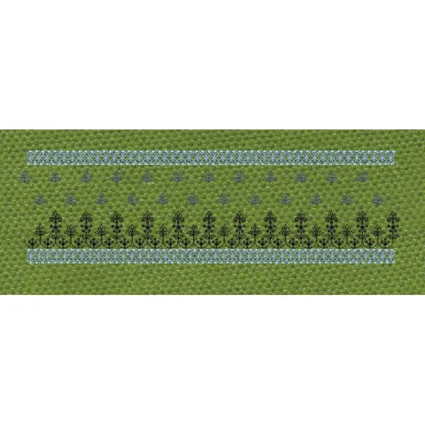 Floral Jacquard Border Green Small Flowers Embroidery Design