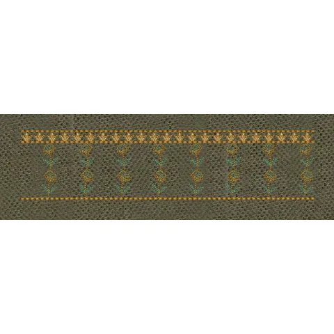 Golden Floral Vertical Lines Jacquard Border Embroidery Design