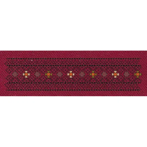 Floral Jacquard Border Navy Blue Flowers Style Embroidery Design