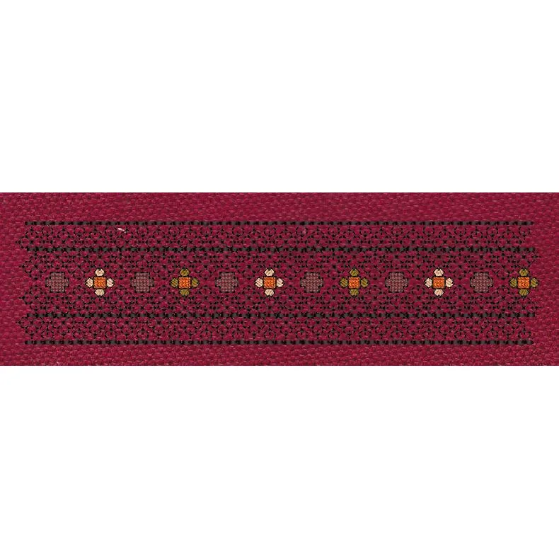 Floral Jacquard Border Navy Blue Flowers Style Embroidery Design