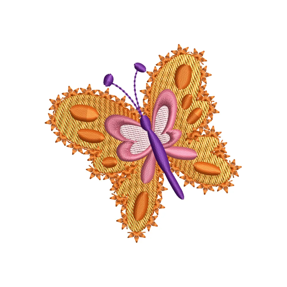 Yellow Butterfly Embroidery Design