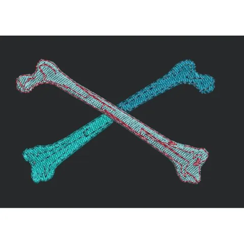 Crossed Turquoise Bones Embroidery Design