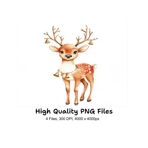Cute Christmas Reindeer Clipart Bundle
