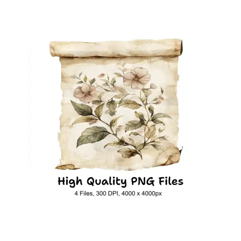 Vintage Floral Scroll Clipart Bundle