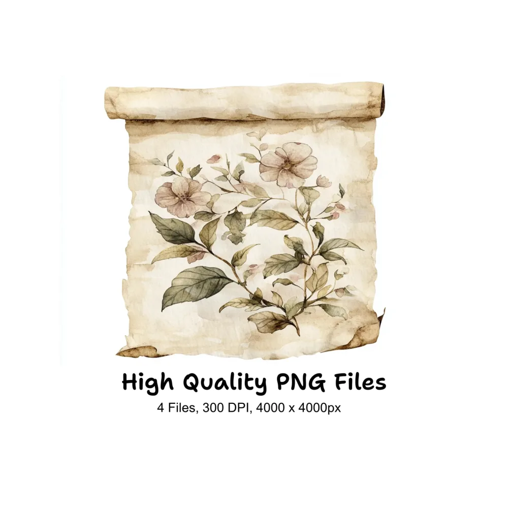 Vintage Floral Scroll Clipart Bundle